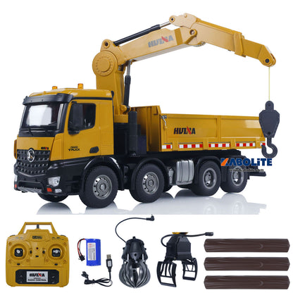 Fast Free Shipping for EU HUINA 1538 1/14 RC Timber Grab Dumper Truck with Light Sound 26CH 2.4G Radio Controller for Scale Machinery Enthusiasts