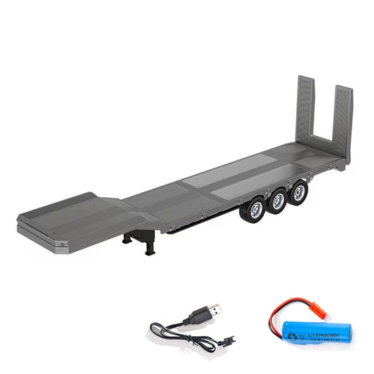 US Stock 73.5CM Plastic Semi Trailer Flatbed 1502 for 1/18 Remote Control Tractor Truck HUINA 1501 Electronic Support Legs Tail Board