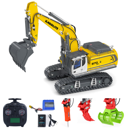 New Released! KABOLITE 1/18 K962 100S Remote Control Hydraulic Excavator RC Digger Electric Claw Ripper Hammer Construction Car Machine Toys