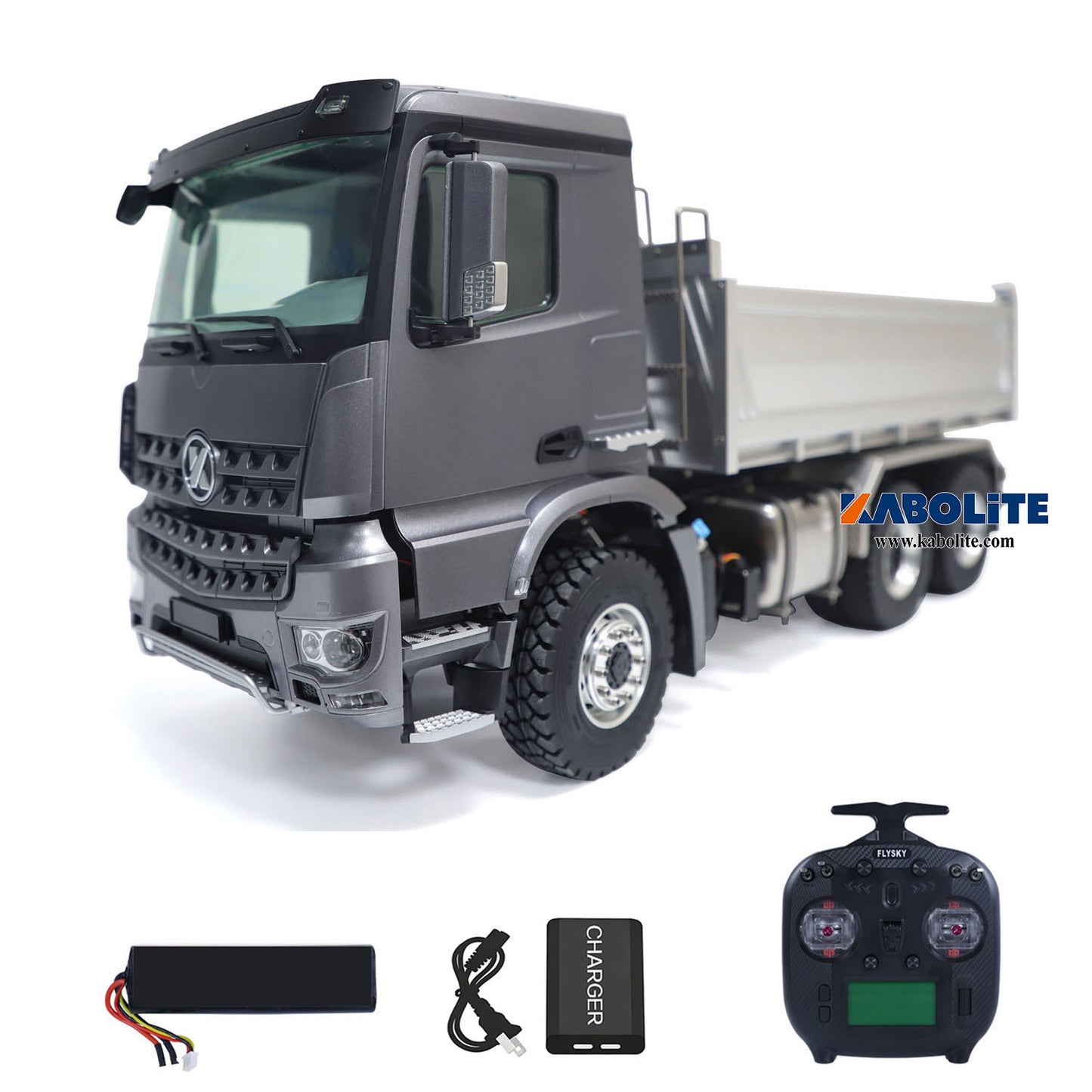 Kabolite K3364 1/14 6x6 Metal Hydraulic RC Dump Truck with FS ST8 Radio Controller