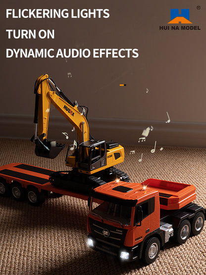 1:18 HUINA 1319 RC Tractor Truck Remote Control Excavator Flatbed Trailer 2.4G Radio Model Battery