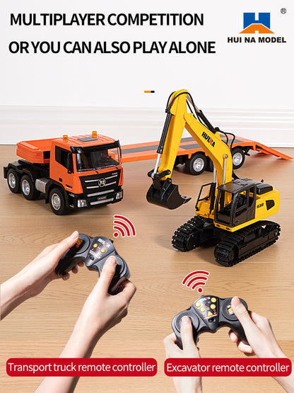 1:18 HUINA 1319 RC Tractor Truck Remote Control Excavator Flatbed Trailer 2.4G Radio Model Battery
