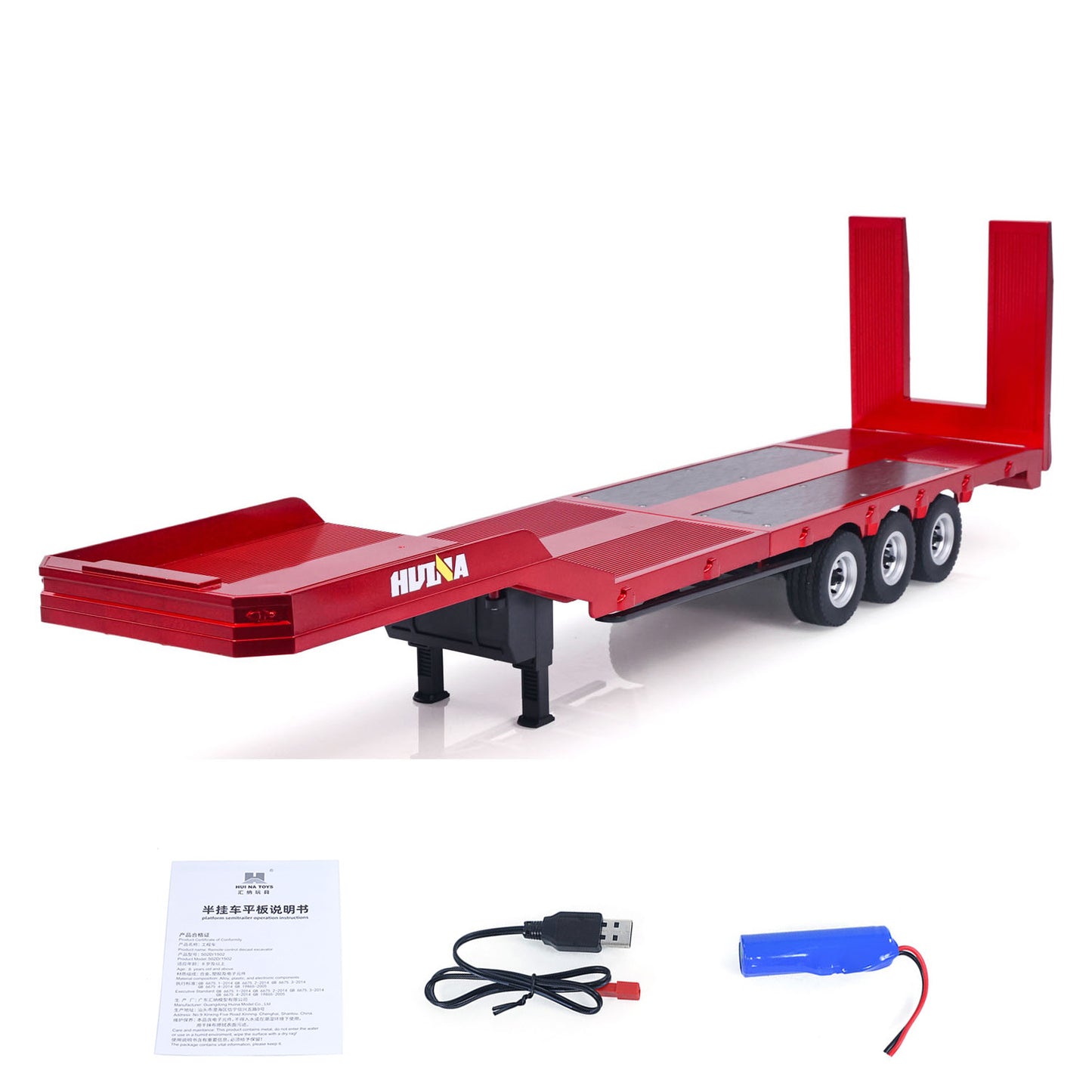 3 Axle Plastic Semi Trailer Flatbed 1502 for 1/18 Remote Control Tractor Truck HUINA 1501 RC Lorry Car Model Upgrade Parts