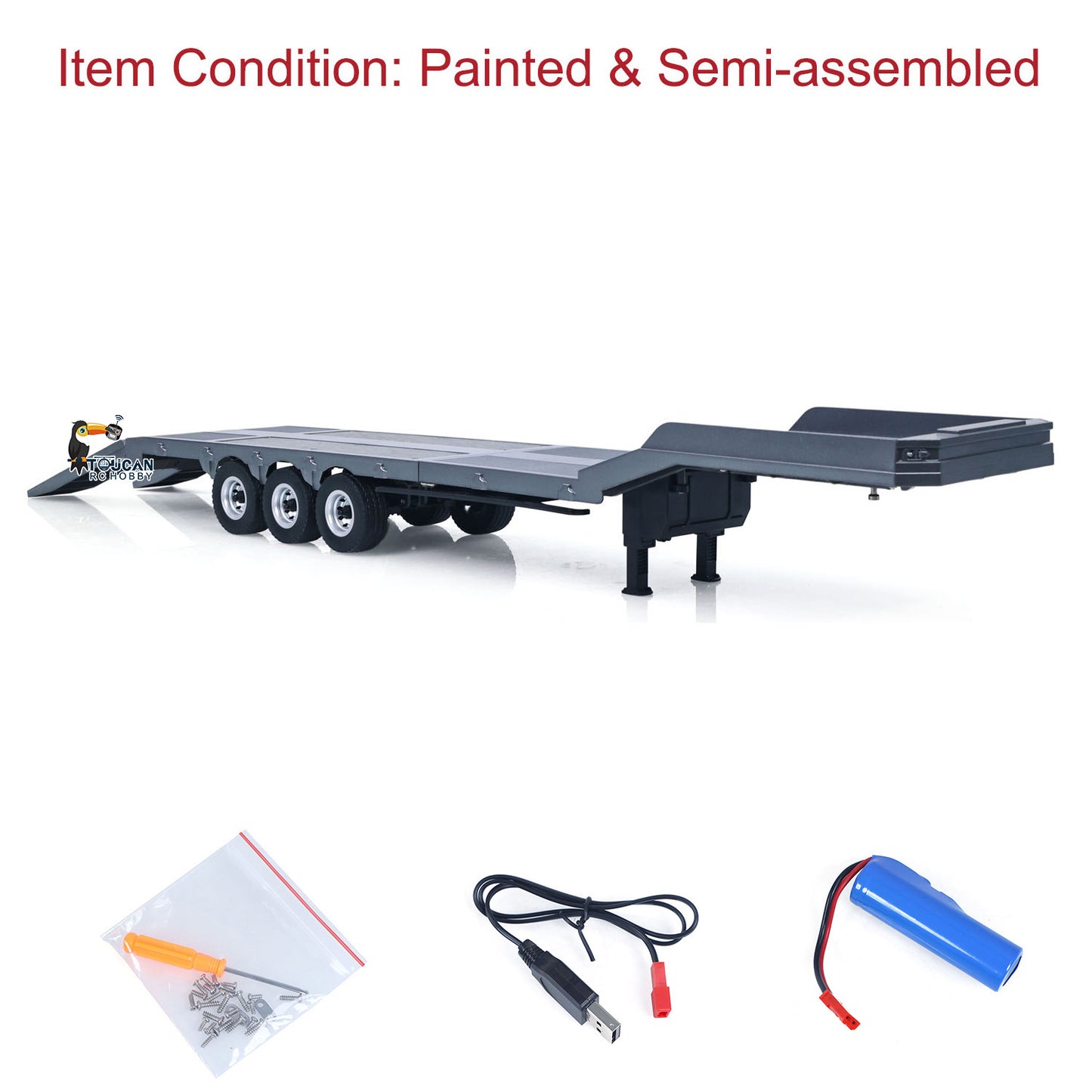 Fast Free Shipping 73.5CM Plastic Semi Trailer Flatbed 1502 for 1/18 Remote Control Tractor Truck HUINA 1501 Electronic Support Legs Tail Board