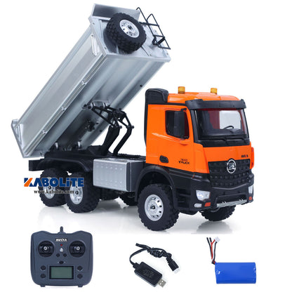 IN Stock HUINA 1598 1/14 Plastic RC Dump Truck with 3 Power Axles Differential Air Suspension Light Sound for Construction Vehicles Hobbyists