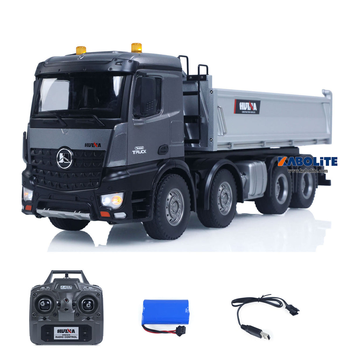 Limited-Time Sale US Stock HUINA 1/14 Remote Control Dump Truck 12CH RC Tipper Finished Model Gift RTR Light Sound Effects Radio USB Charging Cable