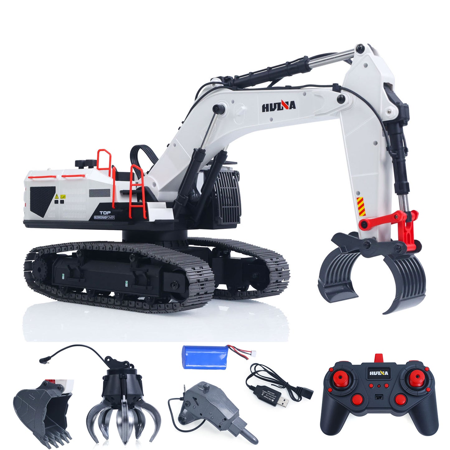 HUINA 1/14 1594 Metal RC Excavator Model Bucket Drill Ball Wooden Claw Light Sound Battery&nbsp;Remote Control Vehicle