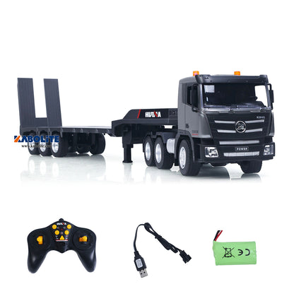 IN Stock HUINA 1318 1/18 Plastic RC Tractor Truck Flatbed Trailer Model with 9CH 2.4G Radio Controller Gift for Construction Hobbyists