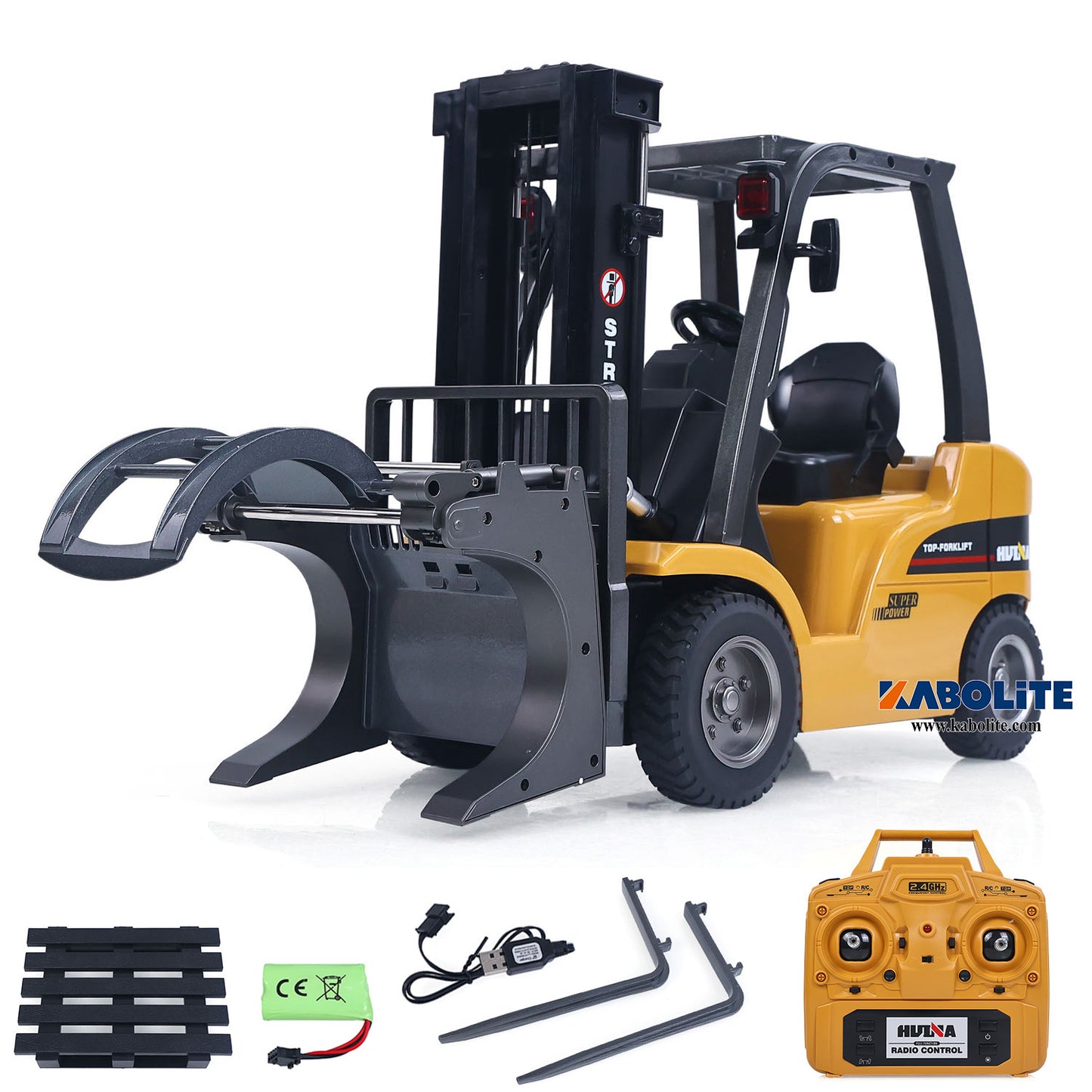 IN Stock HIUNA 577 1/14 Electric Lifting Remote Control Forklift RC Construction Vehicle Model with Hook Pallet Light Sound Effect