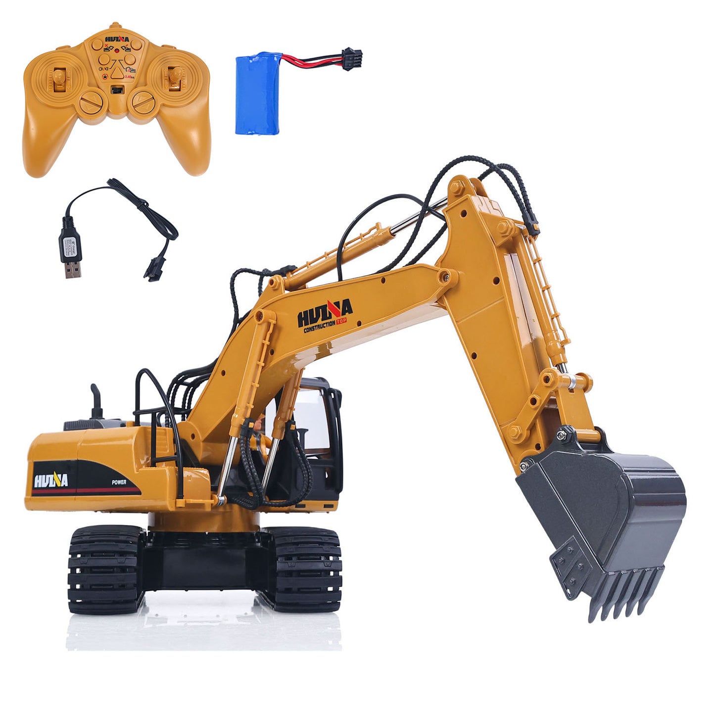 HUINA 1/14 RC Electric Excavator 1535 Remote Control Digger 15CH 2.4G Radio Finished Toy Model Battery Sound Light Effects