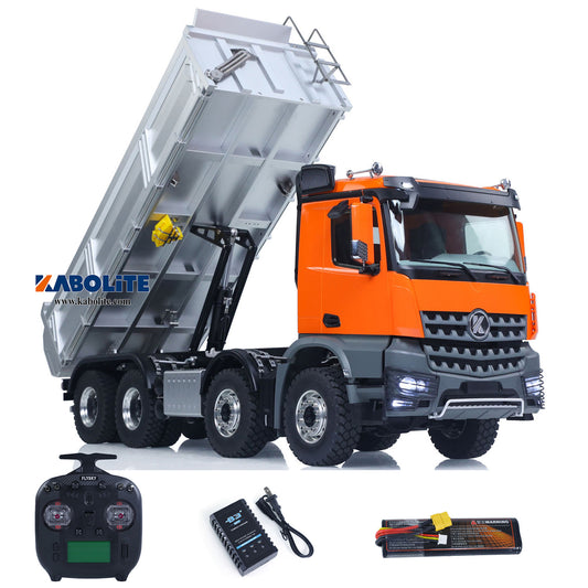 Kabolite K3367 1/14 Metal 8x8 Hydraulic Remote Control Dump Truck RC Tipper with ST8 Radio Controller
