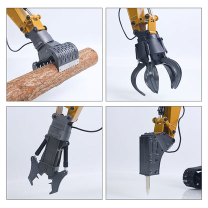 New Upgrade HUINA 1/14 Metal Excavator Model Engineering Vehicle 580 Electric Ball Grabber 360 Rotating Shear Claw Sound Lights