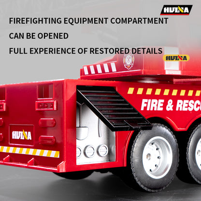 HUINA 1361 1/18 Plastic RC Aerial Ladder Fire Truck Rescue Vehicle Model with Radio Controller Water Spray Gift for Boys
