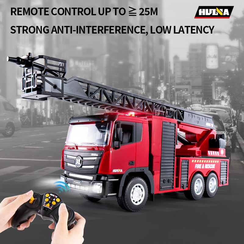 HUINA 1361 1/18 RC Aerial Ladder Fire Truck 9CH Remote Control Spray Car Fire Vehicle Model Toys