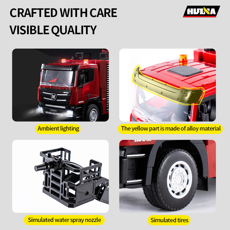HUINA 1361 1/18 RC Aerial Ladder Fire Truck 9CH Remote Control Spray Car Fire Vehicle Model Toys