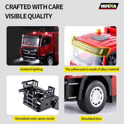 HUINA 1361 1/18 Plastic RC Aerial Ladder Fire Truck Rescue Vehicle Model with Radio Controller Water Spray Gift for Boys