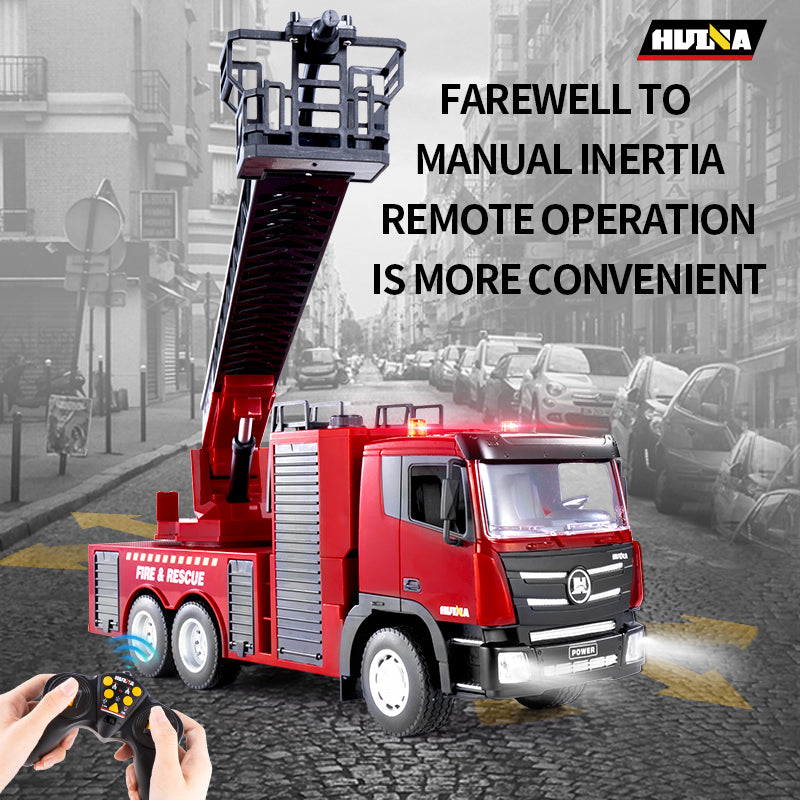 HUINA 1361 1/18 RC Aerial Ladder Fire Truck 9CH Remote Control Spray Car Fire Vehicle Model Toys