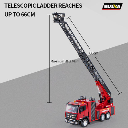 HUINA 1361 1/18 Plastic RC Aerial Ladder Fire Truck Rescue Vehicle Model with Radio Controller Water Spray Gift for Boys