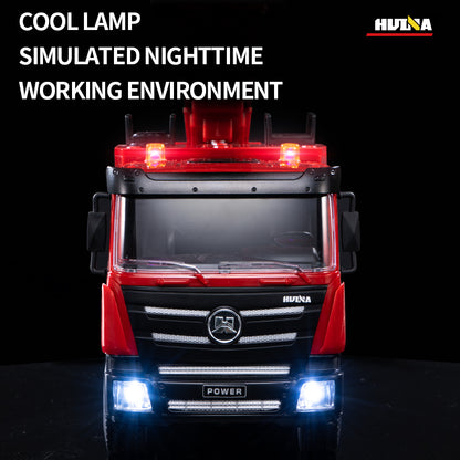 HUINA 1361 1/18 Plastic RC Aerial Ladder Fire Truck Rescue Vehicle Model with Radio Controller Water Spray Gift for Boys