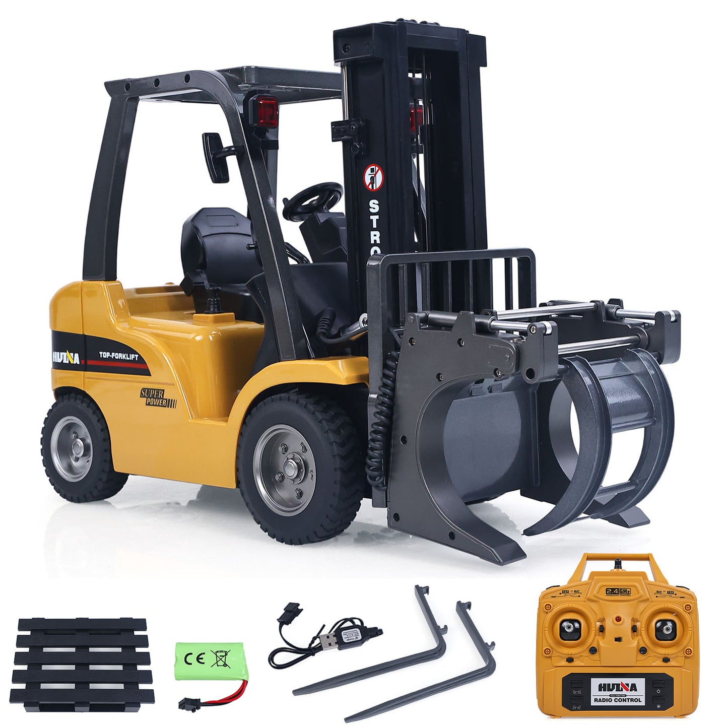 HIUNA 577 1/14 Electric Lifting Remote Control Forklift Model RC Construction Vehicle Battery Light Sound Effect Battery