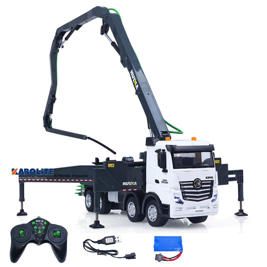 HUINA 1381 1/18 Remote Control Concrete Pump Truck Engineering Vehicle Model with Manual Support Legs Light Sound Effects Spray Water
