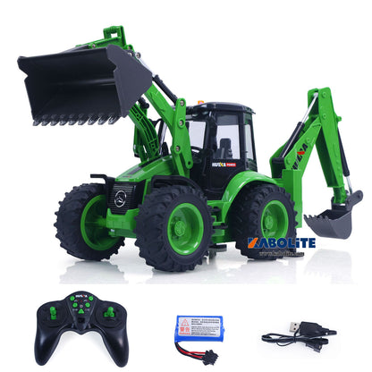 IN Stock HUINA 1579 1/14 Plastic Remote Control Backhoe Loader 2.4G 9CH Digger Model Gift for Engineering Vehicle Hobbyists