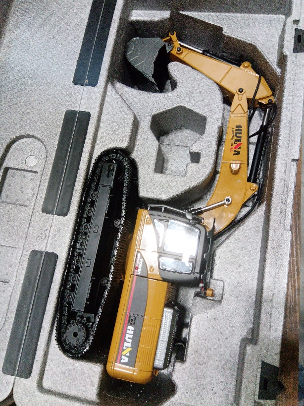 Second Hand US Stock HUINA New Upgrade 580 1/14 Metal Excavator Model Engineering Vehicle Electric Ball Grabber 361 Rotating Shear Claw Sound Lights