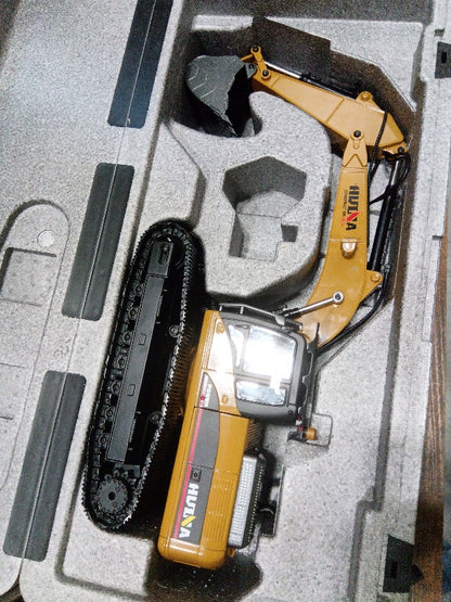 Second Hand US Stock HUINA New Upgrade 580 1/14 Metal Excavator Model Engineering Vehicle Electric Ball Grabber 361 Rotating Shear Claw Sound Lights
