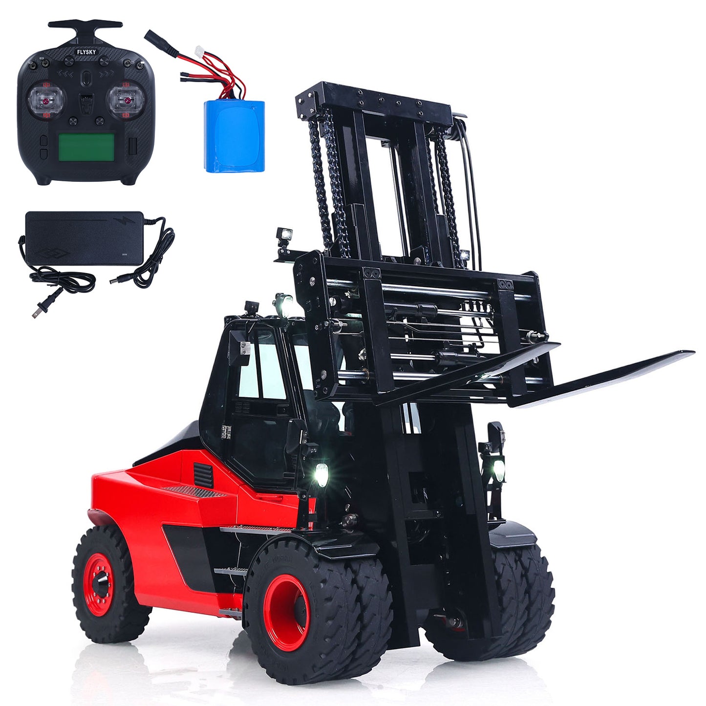 US Stock Kabolite K180-100 1/14 4X2 Remote Control Hydraulic Forklift 3-Way Vavles RTR Flysky ST8 Radio Controller Light Sound System