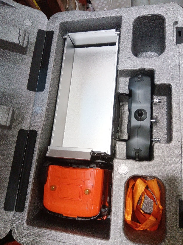 Second Hand US Stock 1/14 HUINA 1598 2.4G Remote Control Dumper 6X6 Engineering Transport Vehicle Lifting Rod Tipper Car Light Sound Battery Toys