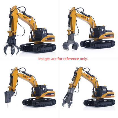 Second Hand US Stock HUINA New Upgrade 580 1/14 Metal Excavator Model Engineering Vehicle Electric Ball Grabber 360 Rotating Shear Claw Sound Lights