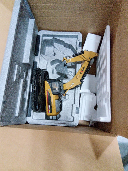 Second Hand US Stock HUINA New Upgrade 580 1/14 Metal Excavator Model Engineering Vehicle Electric Ball Grabber 360 Rotating Shear Claw Sound Lights