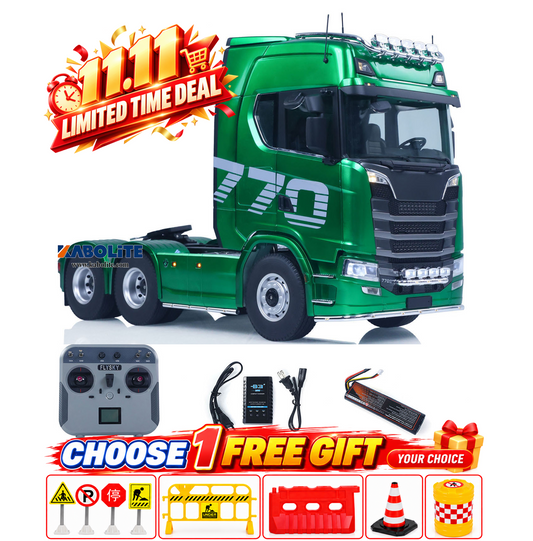 11.11 Flash Sale Kabolite 1/14 K770S RC Tractor Truck 6x6 Trailer Towing Model RTR with Differential Locks Opening Doors
