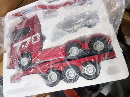 Fast Free Shipping Second Hand US Stock 1/18 Remote Control Tractor Truck 770S 3 Axle Plastic Semi Trailer Flatbed Finished Model RTR Battery Light Sound Effects