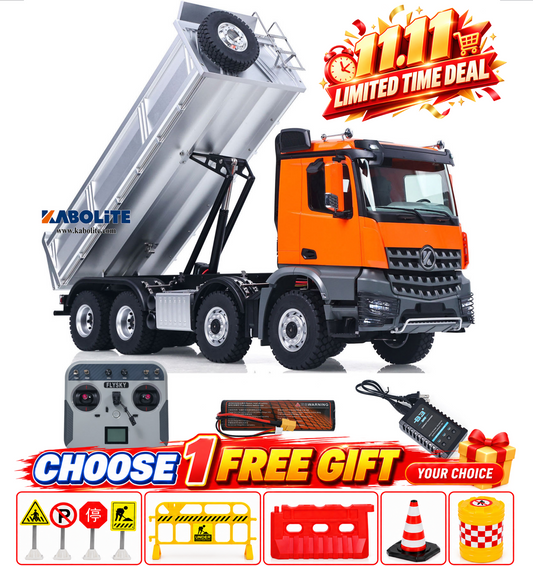 11.11 Flash Sale Kabolite 1/14 Electric RC Dump Truck K5703 8X8 Remote Control Tipper Model 2-Speed Transmission Lights Sounds