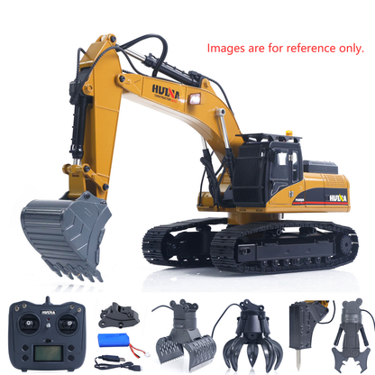 Second Hand US Stock HUINA New Upgrade 580 1/14 Metal Excavator Model Engineering Vehicle Electric Ball Grabber 360 Rotating Shear Claw Sound Lights