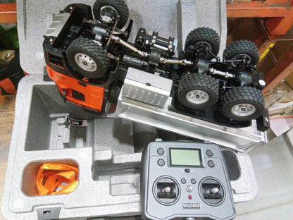 Second Hand US Stock 1/14 HUINA 1598 2.4G Remote Control Dumper 6X6 Engineering Transport Vehicle Lifting Rod Tipper Car Light Sound Battery Toys