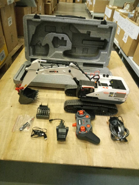 Second Hand Fast Shipping 1/14 HUINA RC Metal Excavator Model 1594 Radio Control Digger Light Sound Battery