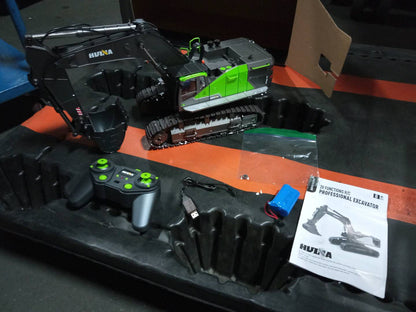 Fast Free Shipping Second Hand US Stock HUINA 1/14 593 RC Excavator Model 2.4G Remote Control Digger with Sound Light