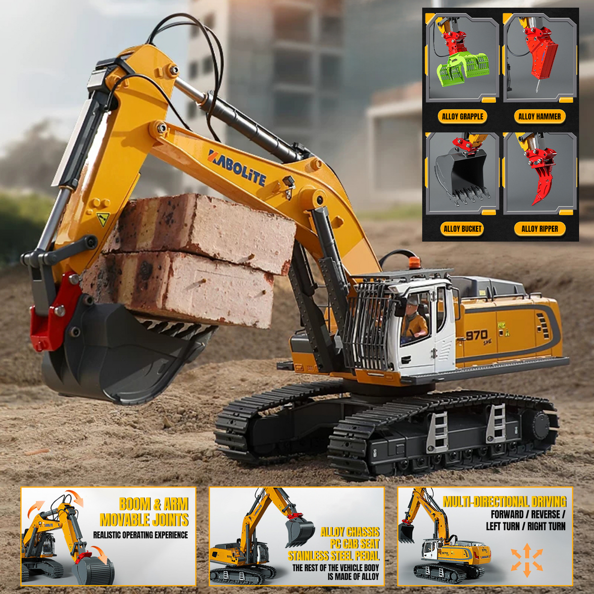 Fast Free Shipping for EU Kabolite 5901 100S 1/18 RC Excavator Electric Lifting Digger with Flysky Remote Controller Electric Ripper Hammer Claw