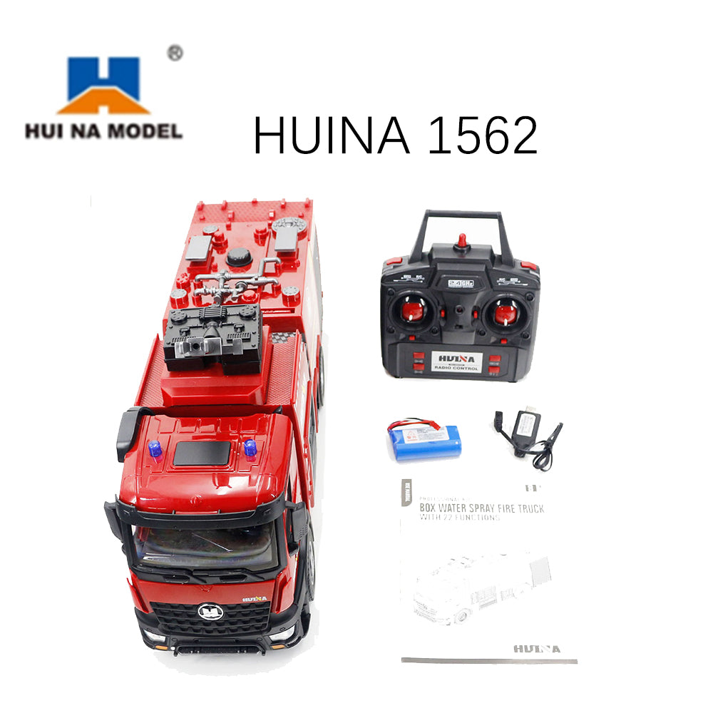 US Stock HUINA 1/14 RC 2.4G 562 Box Water Sprayable Fire Truck Car Toy Model Gift Battery