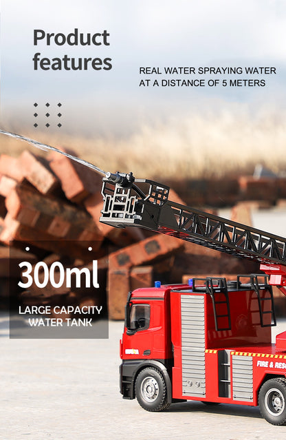 HUINA Toy 1/14 561 2.4G Sprayable Scaling Ladder Fire Truck Tractor Sound Light System RC Model Car