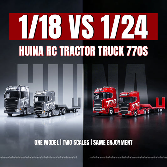 HUINA 1501PRO 1/18 Plastic 6*4 RC Lorry Vehicle 1/24 1302A 770S Remote Control Tractor Truck with 3Axle Plastic Semi Flatbed Trailer