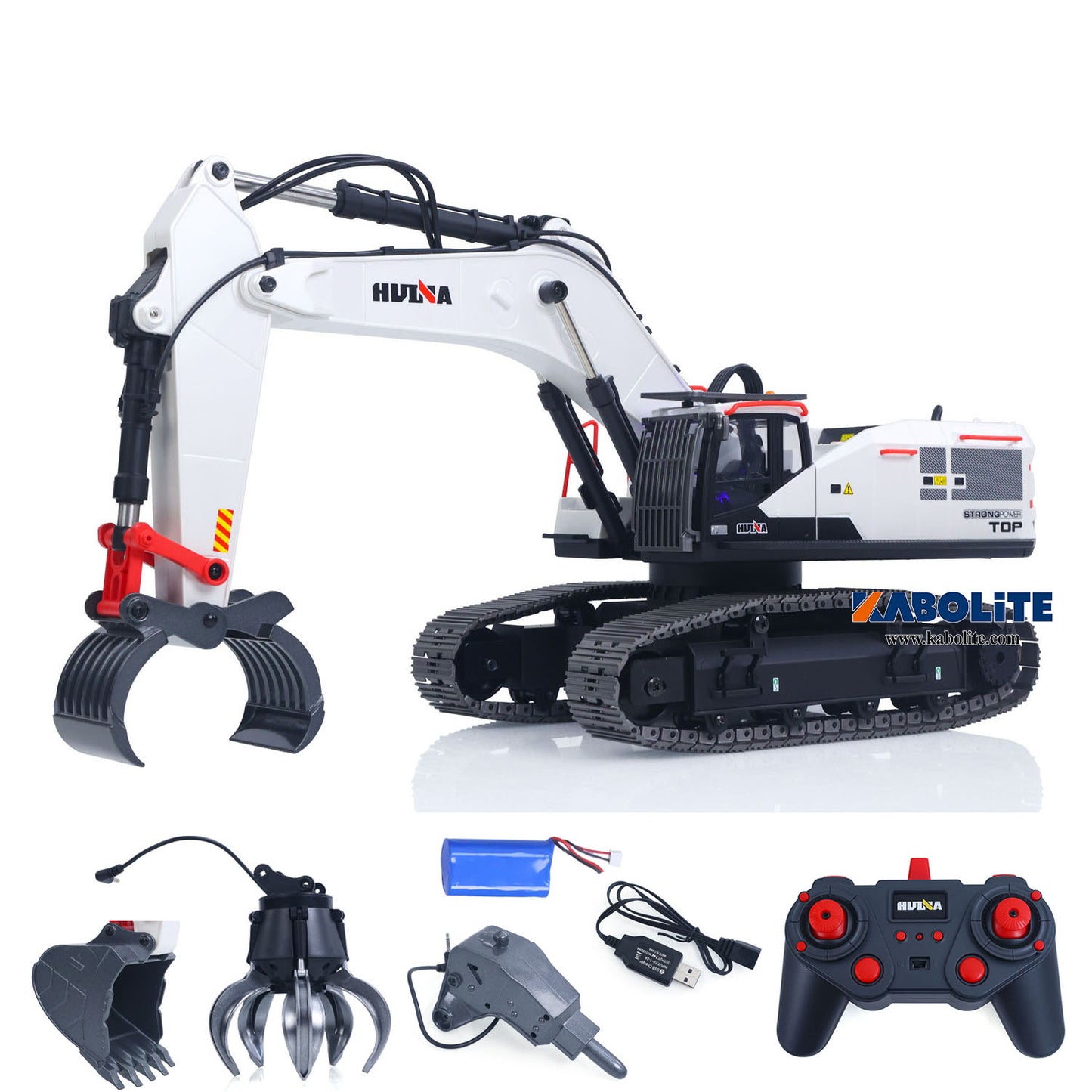 HUINA 1594 1/14 Metal RC Excavator with Ball Wooden Claw Bucket Drill for Construction Vehicle Enthusiast