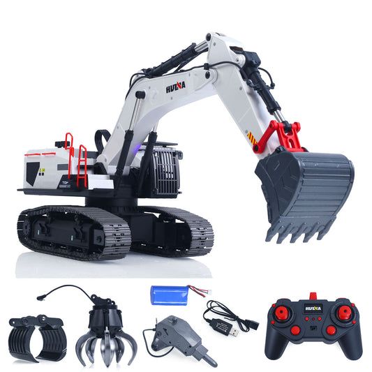 HUINA 1594 1/14 Metal RC Excavator with Bucket Drill Ball Wooden Claw Lights Sound 2.4G Radio Controller for Digger Model Enthusiast