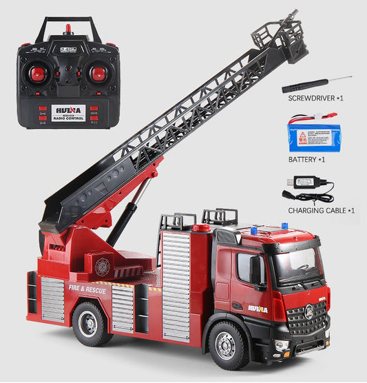 HUINA Toy 1/14 561 Sprayable Scaling Ladder Fire Truck 1561 RC Tractor 2.4G Remote Control Model Car