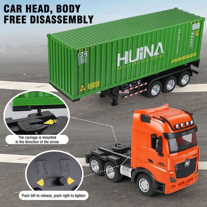 HUINA 1317 1/18 RC Container Semi Truck with 9CH Valves 2.4G Radio System for Transportation Vehicle Enthusiasts