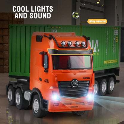 HUINA 1317 1/18 RC Container Semi Truck with 9CH Valves 2.4G Radio System for Transportation Vehicle Enthusiasts