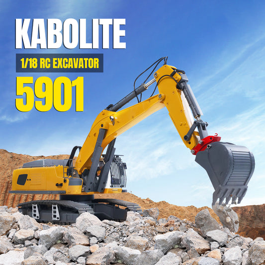 IN Stock Kabolite 5901 100S 1/18 RC Excavator Electronic Lifting Digger Model Flysky Radio System Ripper Hammer Claw Sound Light