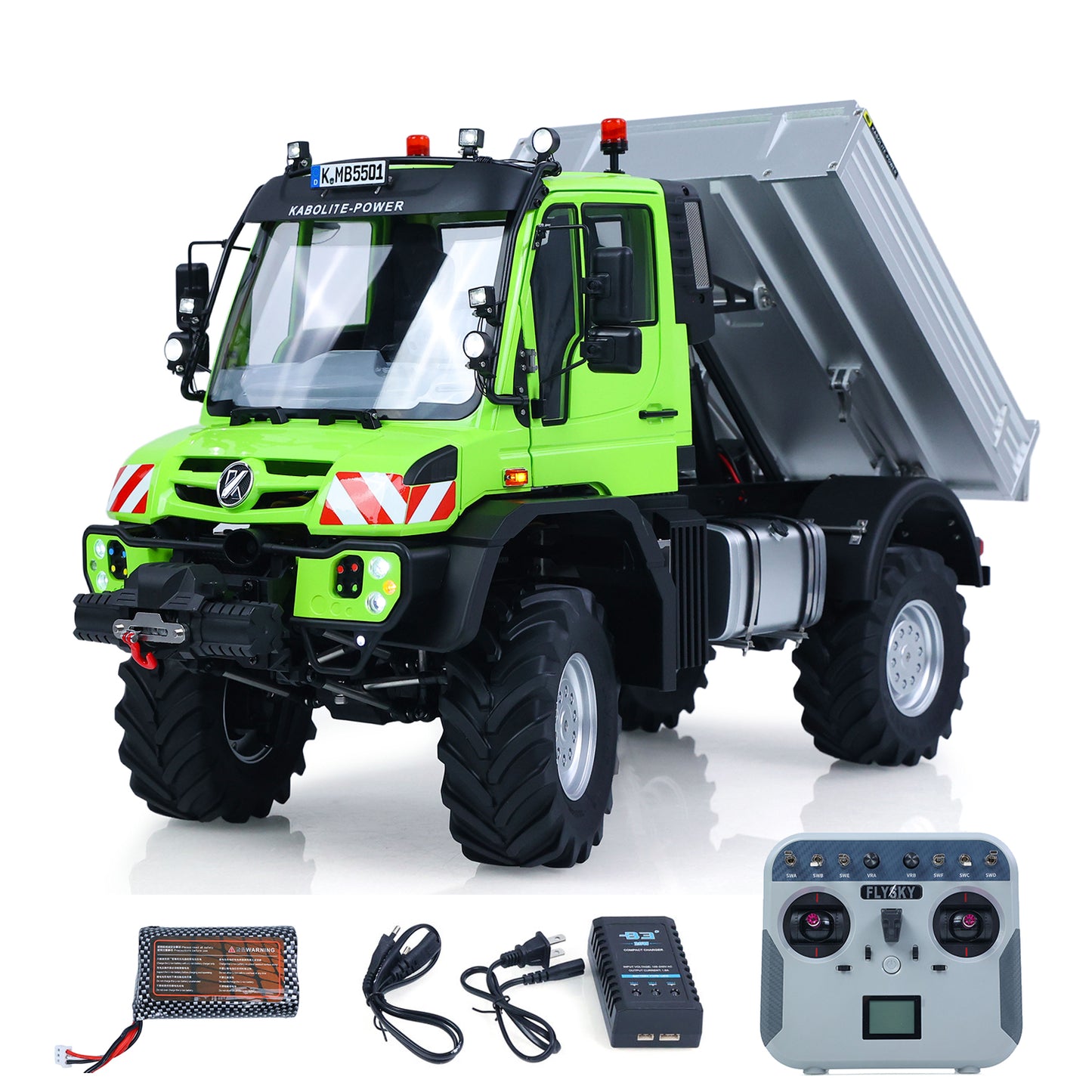 KABOLITE 5501 1/14 4X4 RC Off Road Crawler Truck with FS L12 Remote Controller 2 Speed Transmission Light Sound System